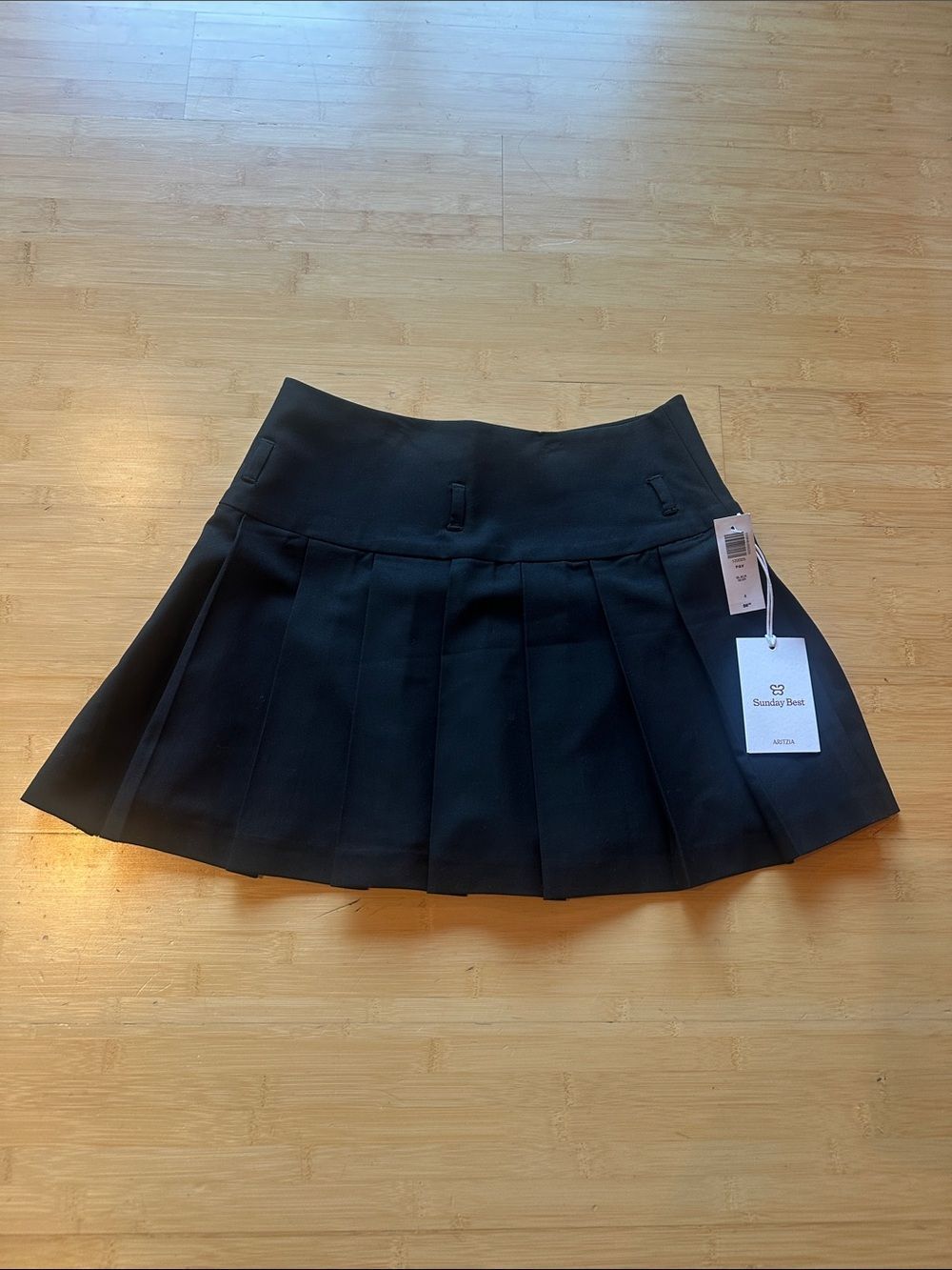 NWT Sunday Best Black Pleated Skater Skirt
